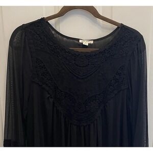Ultra Pink Top‎ Medium Black Fairy Grunge Goth Whimsygoth Witchy Sheer Lace